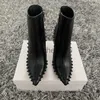 Boots sexy lady Casual Designer fashion women boots Black leather spikes high heels stiletto point toe short martin booties x0907