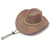 Ampla borda chapéus balde tampas de viagem para mulheres homens ocidentais cowboy camurça vintage cowgirl cowboys unisex protetor solar sentiu jazz boné osso 230907