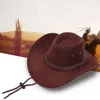 Ampla borda chapéus balde tampas de viagem para mulheres homens ocidentais cowboy camurça vintage cowgirl cowboys unisex protetor solar sentiu jazz boné osso 230907