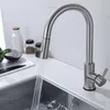 Kökskranar 304 Rostfritt stål Touch Pull Faucet 360 ° Rotation Två funktionsvattenutloppsläge Anti-spott