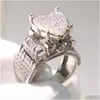 Bröllopsringar choucong toppsäljning av hög kvalitet vintage smycken 925 sterling sier pave vit saaphire cz diamant evighet kvinnor weddin dhh3a