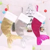 クリスマスの装飾メルメイドテールソックスギフトラップキャンディーバッグツリーオーナメントファミリーパーティーデコレーションドロップデリバリーホームガーデンフェスティブdhoh4