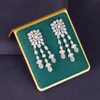 Ensembles de bijoux de mariage À la mode Double rangée perle gland collier boucle d'oreille 4 pièces pour les femmes de mariage complet Zircon Dubai ensemble de bijoux de mariée cadeau 230906