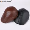 Berets BUTTERMERE Genuine Leather Flat Caps Men Brown Duckbill Hat Cowskin Male Real Autumn Winter Cabbie Driving 230907