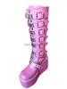 Stivali Stivali Stivali da donna Fibbia Cuore Zeppe rosa Fondo spesso Piattaforma Stivali alti al ginocchio da donna Goth Scarpe Cosplay 230801 x0907