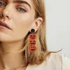 Pendientes colgantes con tema de HALLOWEEN para mujer, tricolor, maíz caramelo, murciélago acrílico con purpurina negra, cubo de Halloween, accesorios espeluznantes