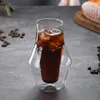 Vinglasögon TEA CUCH DUBBEL GLASS Väggkoppar för kaffemugg Transparent botten Parie Kall väggar Kaffe Drinkware Kök Mat bar