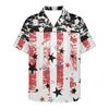 Chemises décontractées pour hommes 2023 Design Vêtements noirs Summer Beach Blouse Drapeau Motif Impression Hommes Respirant Col V Chemise à manches courtes