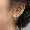 Boucles d'oreilles créoles en acier inoxydable, ensemble de 3 paires, plaqué or, boucle d'oreille fine et épaisse, bijoux de perçage empilables pour femmes