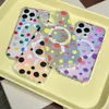 Fashion Gradient Laser Cute Candy Polka Dot Magnetic For Magsafe Case For iPhone 15 14 13 12 11 Pro Plus Max Wireless Charge Cover