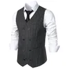 Men's Vests Men Suit Vest Waistcoat Plaid Stripe Fabric Open Button Design Classic Causal Business Fashion Slim Fit