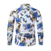 Men's Casual Shirts Spring Autumn Rose Print Long Sleeve Shirt Korean Business Social Formal And Blouse