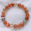 Bracelet à Quartz en pierre de soleil Orange Arusha naturelle, brin naturel, perles rondes claires de 9.1mm, pour femmes