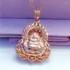 Цепочки с фиолетовым золотом 585 пробы, 14-каратное розовое ожерелье с подвеской в виде Будды Майтрейи, модное ожерелье в китайском стиле для мужчин и женщин, роскошные ювелирные изделия