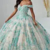 Sexy Off The Shoulder Ball Gown Quinceanera Dress 2024 Lace Floral Appliques V-Neck Prom Dress Cocktail Dresses Vestidos De 15