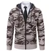 Hoodies masculinos inverno malha cardigan jaqueta com capuz e pelúcia cordeiro cashmere casual camuflagem espessamento isolamento