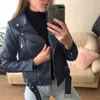 Vestes Femmes Tendances Femmes Cool Faux Veste En Cuir À Manches Longues Fermeture À Glissière Ajustée Manteau Automne Court Vêtements D'hiver Jaqueta Feminina