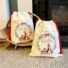 Nouveaux sacs de Noël en toile de coton, grands sacs cadeaux à cordon de serrage, personnalisés, décoration de fête de Festival, livraison en mer, 907