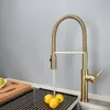 Küchenarmaturen Ly Pull Down Faucet Chrome Sink Mixer Tap Rotation Messing Spring Taps Brush Gold