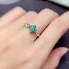 Pierścienie klastra Prawdziwa 1ct zielony motoran ślubny 925 Srebrna biżuteria Pass Test diamentów Doskonały kamień szlachetny dla kobiet