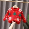 Pulôver crianças bebê natal camisola de malha outono inverno bebê menino menina roupas em torno do pescoço criança criança pulôver bebê outerwear 230907