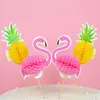 Suprimentos festivos 10 pçs festa de aniversário inserções de frutas descartáveis papel abacaxi flamingo assar bolo decoração sobremesa mesa ornamento