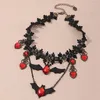 Collier ras du cou en dentelle pour femmes, cadeaux de fête de vacances, Vintage créatif, verre Zircon chauve-souris Halloween, bijoux à breloques gothique Punk