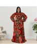 Robes africaines grande taille pour femmes 4xl 5xl, robe Maxi Vintage imprimée à manches longues avec ceinture, automne