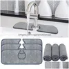 Panos de limpeza Torneira da cozinha Torneira absorvente Mat Sink Splash Guard Microfiber Catcher Protetor de bancada para banheiro Drop Delivery Dhhyg