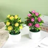 Flores decorativas 1 peça flor artificial bonsai suprimentos de jardim decoração de casa simulação de planta falsa rosa em vaso de alta qualidade