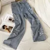 Damen Jeans Blue Star Pattern Frauen 2023 Grunge High-Taille Lose Gerade Demin Hosen Weibliche Y2k Mode Baggy Streetwear Bottoms