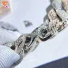 رابط الورك الكوبي الماس المثلجة المثلجة التخصيص سلسلة الذهب مطلي خارج Moissanite Cuban Hop White Qnwtx