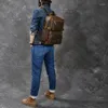 Backpack Leather 2024 Handmade Genuine Back Pack Top-handle School Bag Knapsack Tas Retro Travel