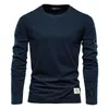 T-shirts pour hommes Printemps Hommes Chemise Mode O-cou À Manches Longues En Coton Hommes T-shirts De Haute Qualité Mâle Hauts Classique Homme T-shirt Vêtements