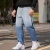 Jeans pour hommes Streetwear Hip Hop Low Rise Baggy pour hommes Pantalons de mode coréenne Pantalons en denim croisés Cargo Punk Vêtements