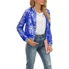 Kvinnorjackor Kvinnor Paljett Bomber Jacket Lång ärm Zip Up Y2K Sparkly Cardigan Coats Blazer Outwear Halloween Cocktail Party