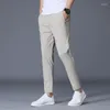 Men's Pants Ankle Length Ice Silk Men Trousers Black Khaki Korea Thin Summer Casual Suit Chandals Man Formal 2024 Clothes