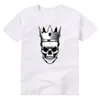 Camiseta masculina crânio coroa rua wear legal estética unisex pesado algodão camisetas roupas masculinas topo y2k harajuku manga curta camiseta