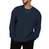 Men's Hoodies Spring And Autumn American Solid Stripe Sports Sweater Long Sleeve T-shirt Large Loose Drop Shoulder Round Neck