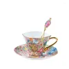 Kopjes Schotels Scandinavische bloemen Pastorale stijl Afternoon Tea Cup Lichte luxe set en schotel Keramiek Engels met lepel