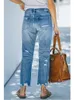 Pantaloni Jeans da donna per donna Autunno Moda Rottura Casual Split Lavaggio dritto Luce blu Femme Matita Pantaloni in denim Donna 2023