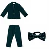 Suits Boys Dark Green Formal Wedding Party Suit Children Blazer Vest Pants Tie 4 PCS Tuxedo Kids Performance Pography Dress Costume 230906