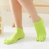 Women Socks 5 Pairs Bright Color Five Fingers Ankle For Young Pure Cotton Happy Boat Deodorant Sweat-absorbing Toe Sock
