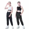 Byxor Girls Hip Hop Street Dance Clothes Croped Tank Top Camouflage Jogger Pants 230906