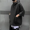 Herrtröjor hoodie män t shirt sommar tröjor koreansk halv ärm pullover toppar lös t-shirt streetwear tunn stil