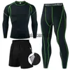 Herrspårar för män Termiska underkläder Set Gym Jersey+Leggings Spartan Compression Fitness MMA Rashguard Male Quick-Torking Tights Spår Suit X0907