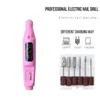 Nail Manicure Set Pink Electric Nail Drills Kit Remove Polisher Manicure Pedicure 6pcs File Sanding Bands Machine Art Pen Device Equipment 230809