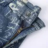 Erkek kot pantolon geniş bacak gevşek grafiti baskı kaykay pantolon sokak kıyafeti hip hop düz denimtrousers artı boyut 42 44 46