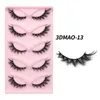 5 par Cat Eye Faux Mink ögonfransar med självhäftande tejp Lätt Vikt False Eyelash Crisscross Eye Lash Extensions mjuk återanvändbar bekväm grymhet gratis