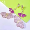 Dangle Earrings ASNORA Fashion Exaggerated Micro-Inlaid CZ Butterfly Pendant Rarrings Luxury Personalized Jewelry Purple Pink Earring